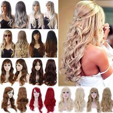 Girls Long Hair Full Wig Real High Quality Curly Straight Synthetic Hair Wigs #H