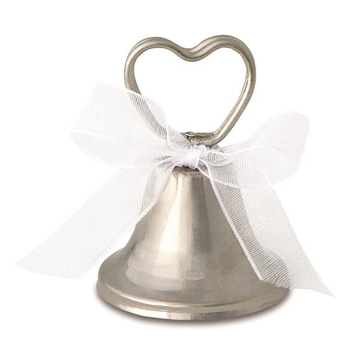 Silver bell wedding place card - bell,