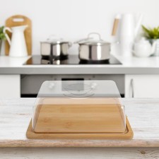  2 Sets Cake Plate Cake Dome Bamboo Cake Stand Cake Dome Cover Acrylic Cake Dome