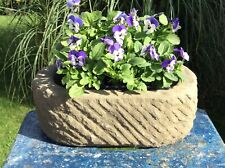small stone oval trough garden alpines  planter ornament
