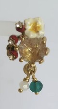 LES NEREIDES PARIS N2 FOREST GOLD PLATED GLASS FLOWER DANGLE EARRINGS RRP £70