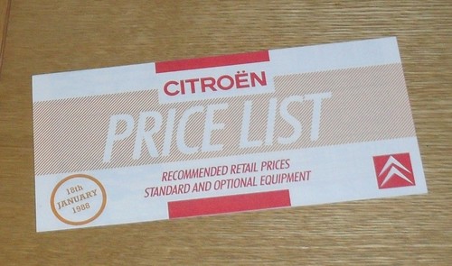 Citroen price list 1988 ax - list,