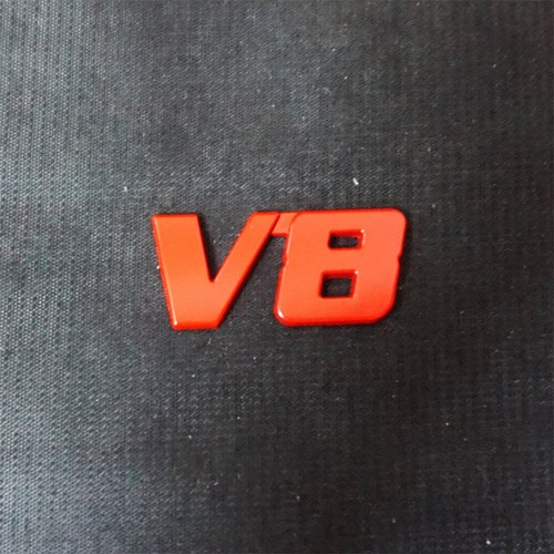 Glossy red metal emblem - glossy,