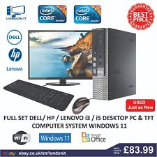 DELL HP Intel Core i3 - i5- i7 DESKTOP TOWER PC & TFT COMPUTER SYSTEM WINDOWS 10