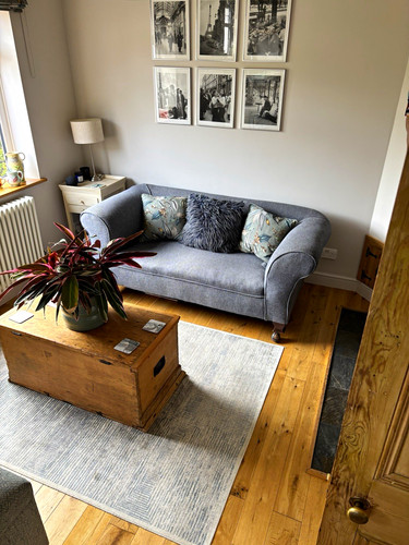 Blue grey wool seater sofa - 2-seater,