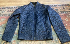 Barbour International Steve Mcqueen Quilted Motorcycle Jacket Small Navy