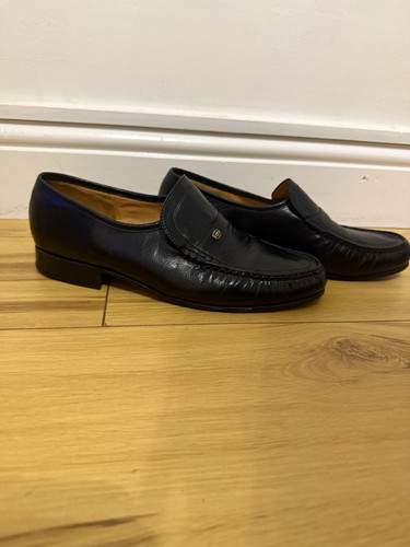 Barker black leather slip - black, slip-on