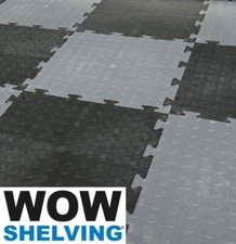 Black Grey Interlocking Garage Flooring Tiles Heavy Duty 12mm thick workshop pvc