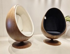 Pod Egg Chair Walnut Wood Finish Shell Black Velvet Made to Order FREE Delivery