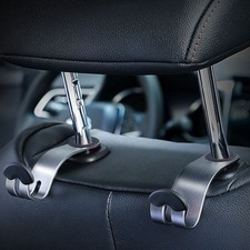 2x Black Metal Car Seat Hooks