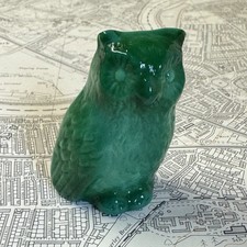 Vintage Green Slag Glass Owl Figurine
