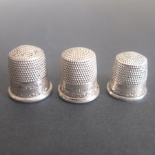 lot of vintage Goldsmith Stern Co sterling silver thimbles 11 10 8 c.1900—superb