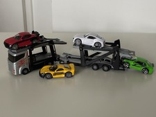 Carousel Toy Car Transporter Truck Articulated Artic Lorry with 4 Cars Diecast