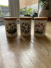 Portmeirion Botanic Garden 1972  3x Storage Jars with Lids.