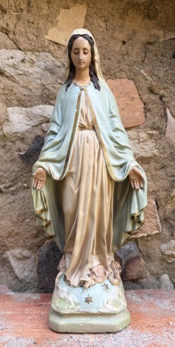 Vintage madonna statue plaster - vintage,