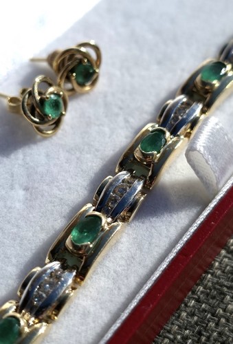 14ct 585 two tone gold - gold, emerald
