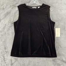 Laura Ashley Velvet Stretch Tank Top Womens M Brown Oak Sleeveless Pullover