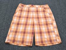 Puma Golf Men's Cell Tech Performance Shorts 562655 Orange Plaid Size 34