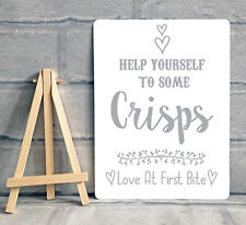 A5 Crisp Metal Sign With Easel For Wedding Party - Heart - Grey / Black 