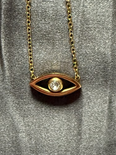 Gold plated evil eye necklace - evil,