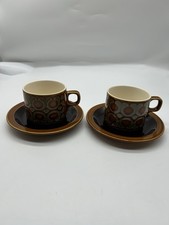 2 X Hornsea Pottery Bronte Cup & Saucer Set Tea Coffee Vintage 1970s