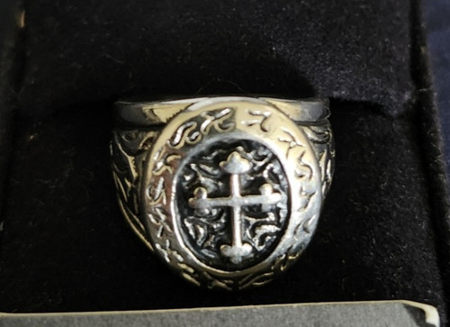 Silver jesus cross shield ring - silver,