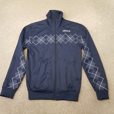 Adidas Mens Track Jacket Small Blue Argyle Diamond Lendl Firebird Originals SST