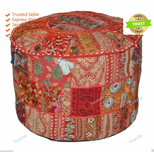 Indian floral pouf ottoman - floral,