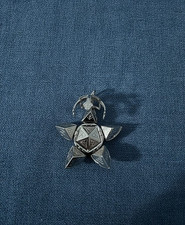 925 Sterling Silver Eastern Star Masonic Orb Ball Pendant Charm - Opening - 9.9G