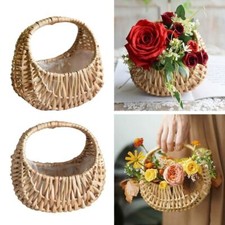 Sturdy Flower Girl Baskets Willow Rattan Wicker Half Moon Baskets  Wedding
