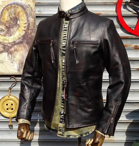 Vintage leather biker jacket - vintage,