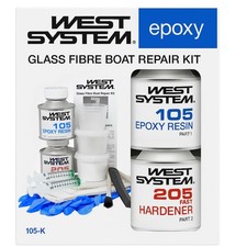 WEST SYSTEM 105-K Epoxy Resin & Hardener Fibreglass Repair Kit - Strong Marine G