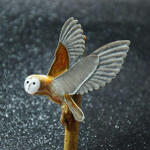 Enamel owl vintage - enamel, animal
