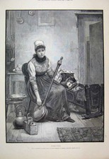 Original Old Antique Print