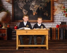 Wood school bench