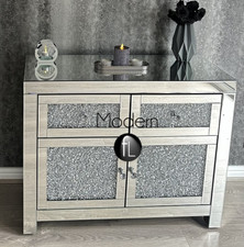 Crushed diamond sideboard 2 drawer 2 door cabinet 100cm wide, Mirror glitz