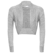 Lurex Bolero Shrug Long Sleeve Shiny Knitted Top Cardigan Crop Short Womens