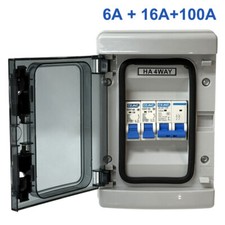 100A UNIT 6A + 16A MCB ISOLATOR 2 WAY WEATHERPROOF GARAGE SHED CARAVAN CONSUMER