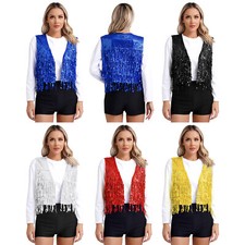 Women Sequin Fringe Vest
