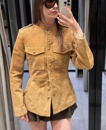 Zara camel genuine suede - genuine,