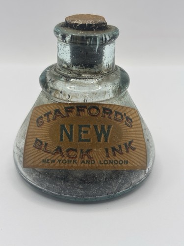 Old aqua glass inkwell with - old,