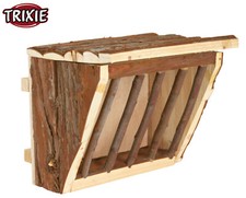 TRIXIE NATURAL WOODEN HANGING HAY MANGER SMALL ANIMAL RABBIT HAY RACK WITH LID