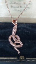 Vintage 1990-s 14 CT Rolled Gold Snake Pendant on Chain-Hallmarked 585 RG