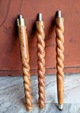 3 Fold Vintage brass Walking Stick Wooden Shaft Only Cane Handle Spare Gift Item