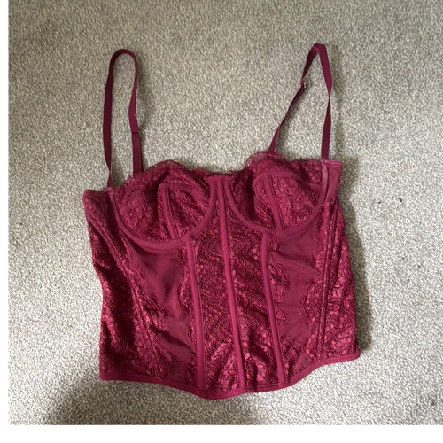 Women burgundy lace - lace, bustier