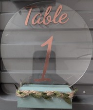 Wedding Table Numbers In Rose Gold, Green And Floral 1-8