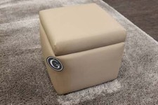 G Plan ARLO Cambridge Putty Leather Designer Storage Foot Stool/Drinks Tray