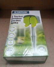 Status 2 Way15 Metre 13 Amp IP54 Outdoor Weatherproof Garden Spike Socket - 2W15
