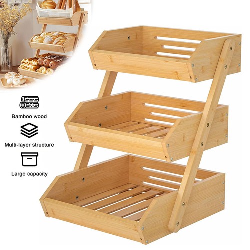 Fruit rack tier bamboo - rack,