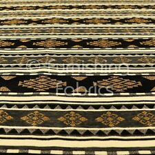 New Soft Traditional Kilim Pattern Grey Black Gold Upholstery Furnishing Fabric